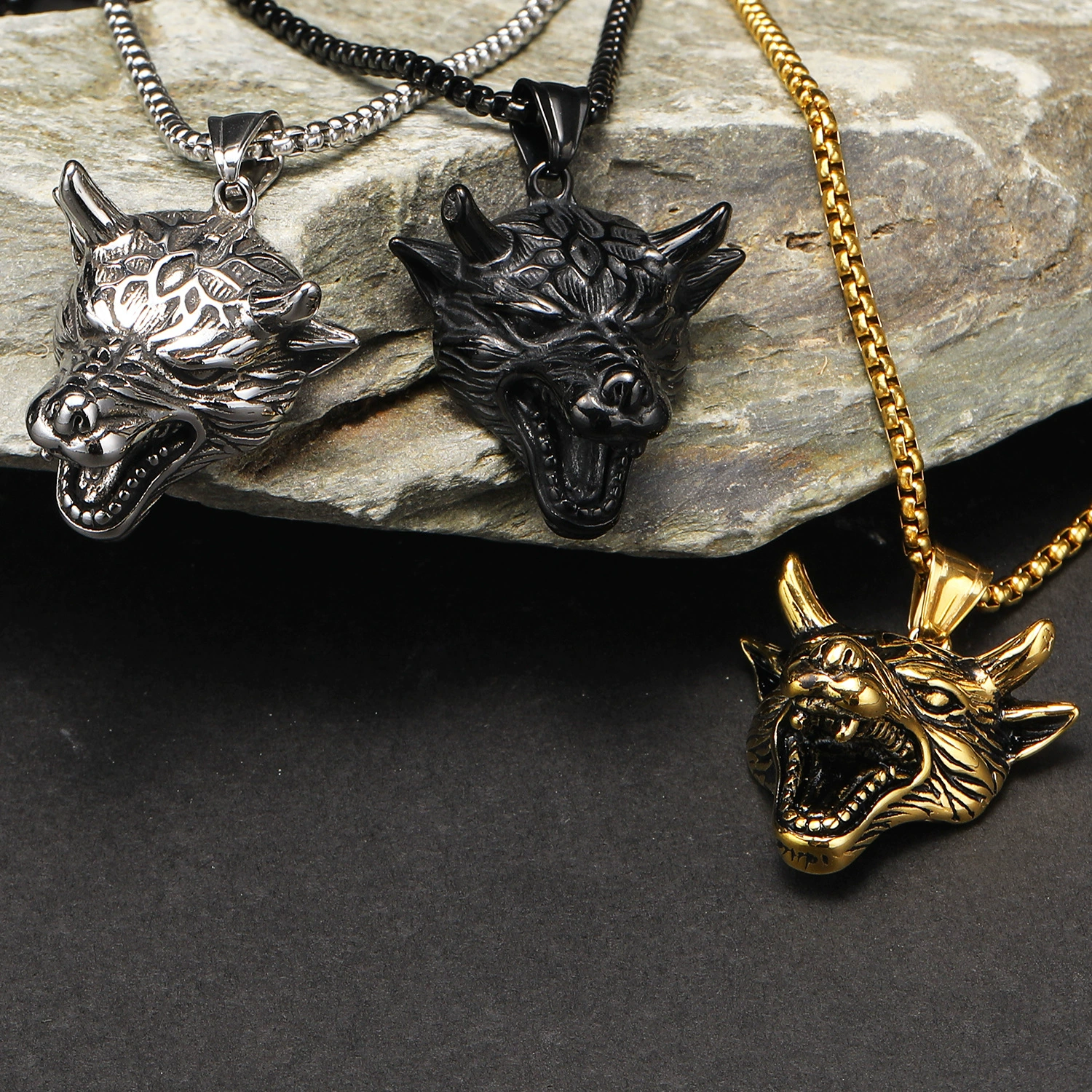 Fashionable retro pendant stainless steel, necklace hip-hop style, accessory, European style, punk style