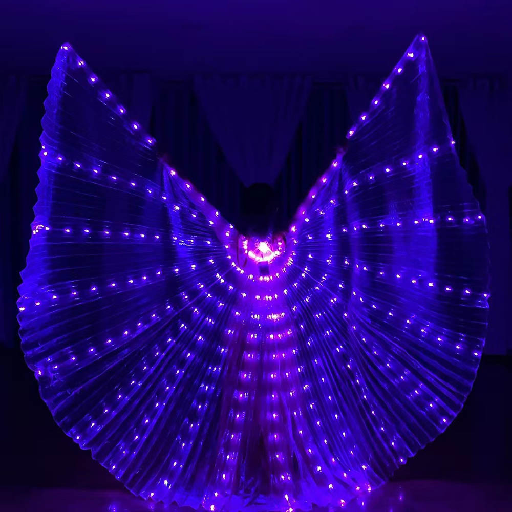 Alas luminosas LED para danza del vientre, alas de mariposa doradas, capa, accesorio para espectáculos de Halloween/Navidad, disfraz para fiestas