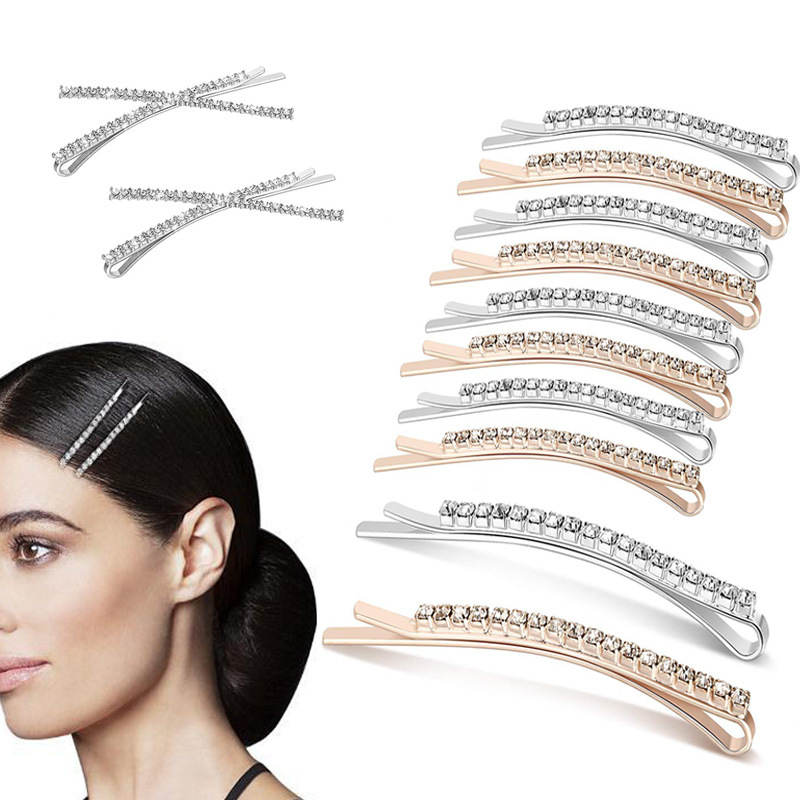 韩国网红X形水钻发夹满钻超闪个性少女交叉发卡一字夹头饰夹子