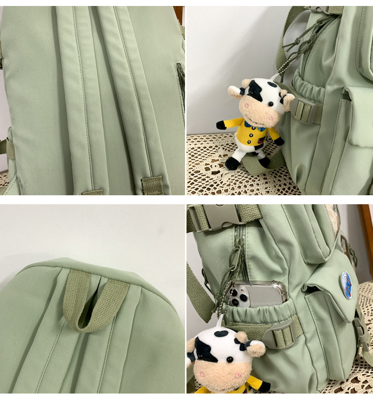 637g Weight Polyester Lining Material Zipper Closure Type School Occasion Nylon Material Solid Color Pattern Women'S Gender Square Shape White, Pink, Green, Blue, Black Color Large Size Wholesale Large Capacity Bear Backpack Nihaojewelry 5