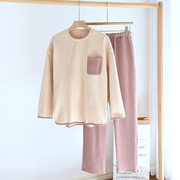 Dark pink German velvet chest pad women's long set