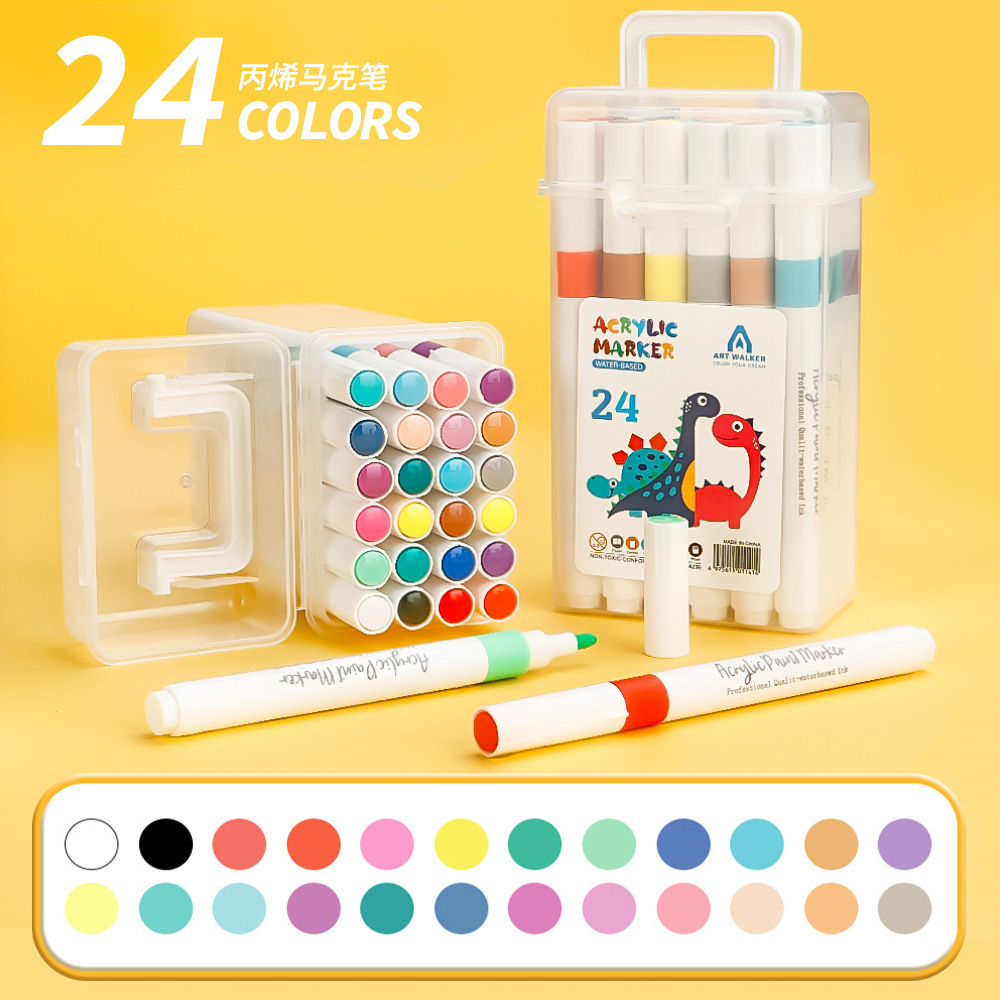 Marcador acrílico multicolor, color apilable, dibujo de graffiti artístico para niños y estudiantes, juego de bolígrafos de color de cabeza dura al por mayor
