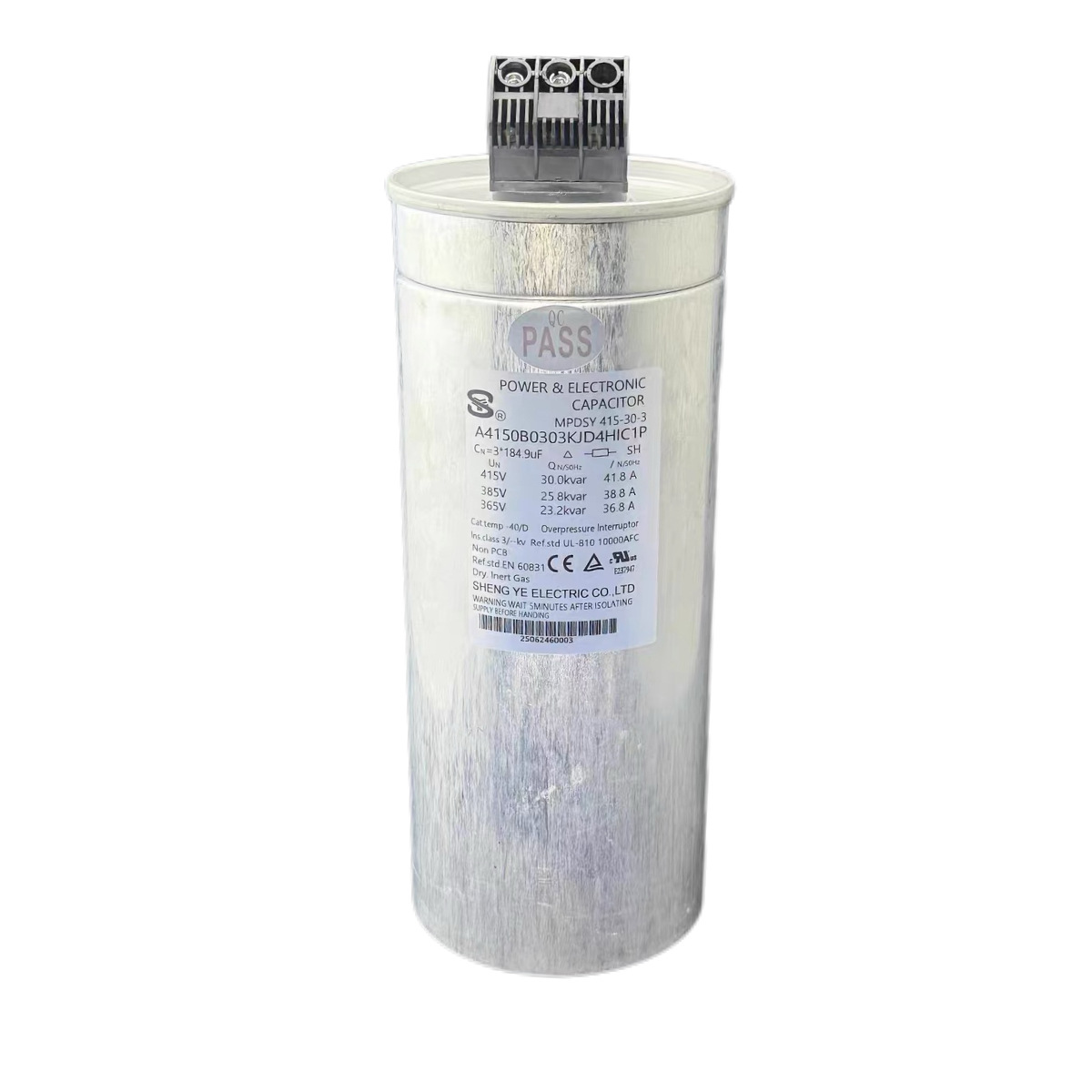 胜业MPDSY 415-30-3 A4150B0303KJD4HIC1P 3x184.9uF 415V 30kvar