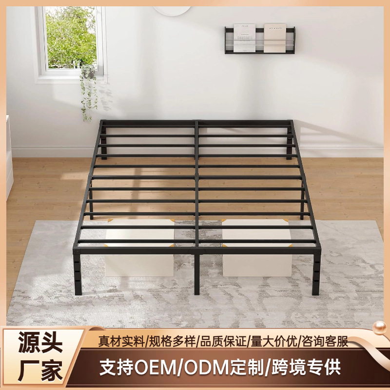 Cross-Border Wrought Iron Bed Metal Iron Frame Bed 1.5m Single Folding Bed Double Bed 1.8m Simple Bedroom Apartment Iron Bed