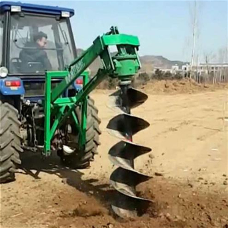 植树种树挖坑机电线杆埋桩大棚立柱打坑机螺旋式拖拉机带动钻孔机