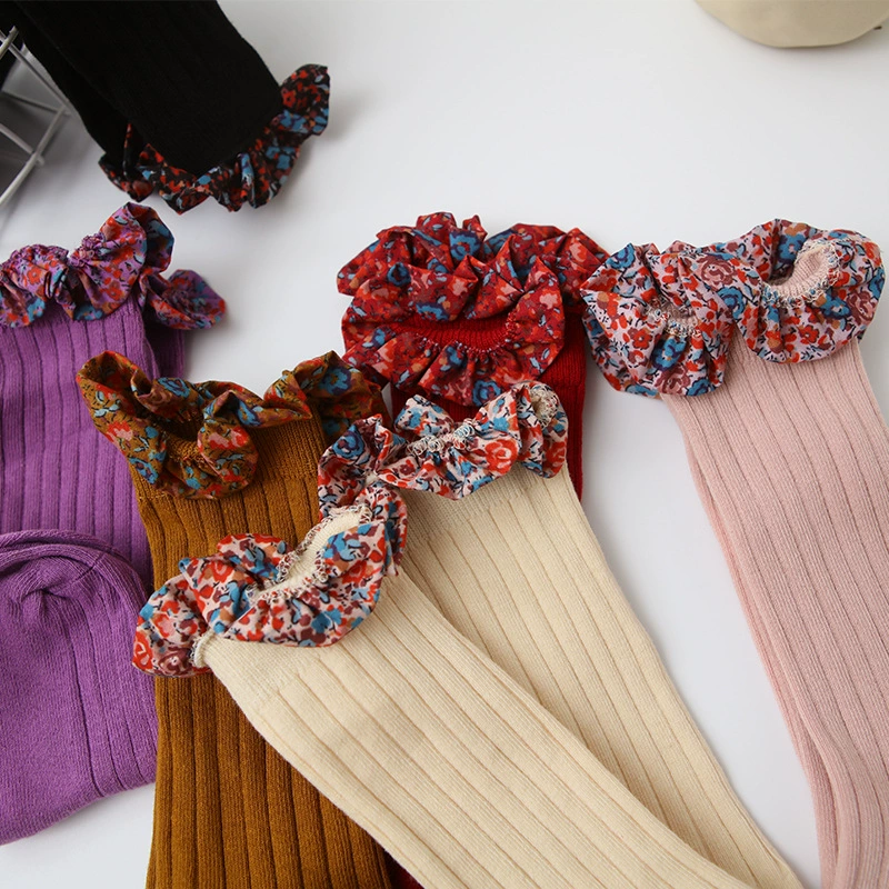 Cotton children's three dimensional autumn knee socks, combed cotton