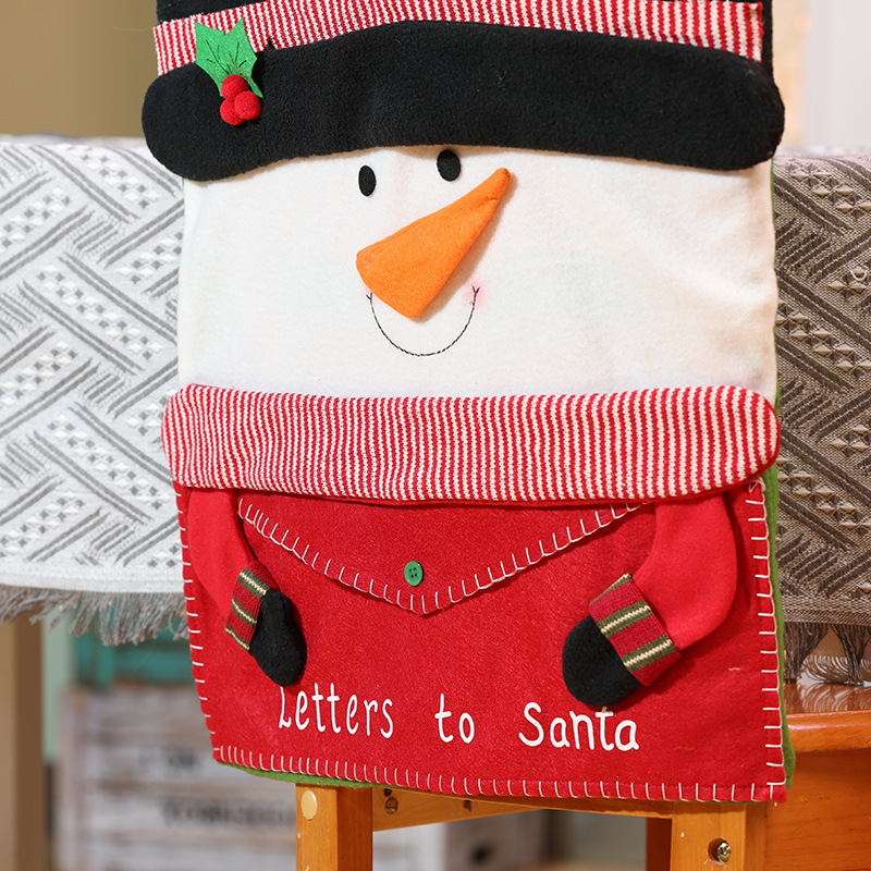 Nouvelles décorations de table et de chaise de Noël Père Noël Bonhomme de neige Poupée stéréo Housse de chaise Robe de maison_voghion.com