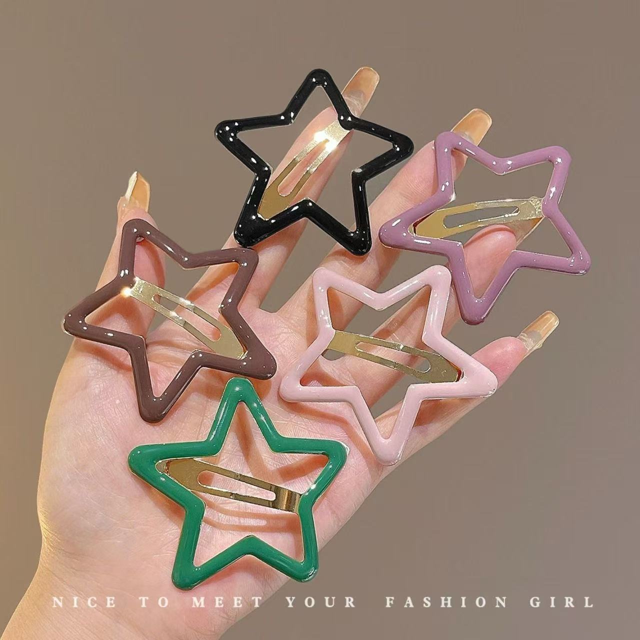 6CM Large Dopamine Candy Color Star Hair Clip Girls Side Bangs Hairpin BB Clip Teen Cute Clip