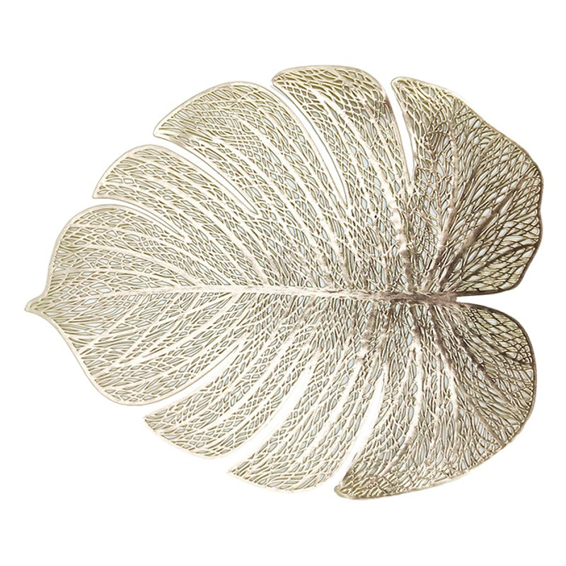 INS estilo PVC mantel creativo hoja de tortuga dorado estera aislante Decoración de mesa de hotel estera en stock al por mayor