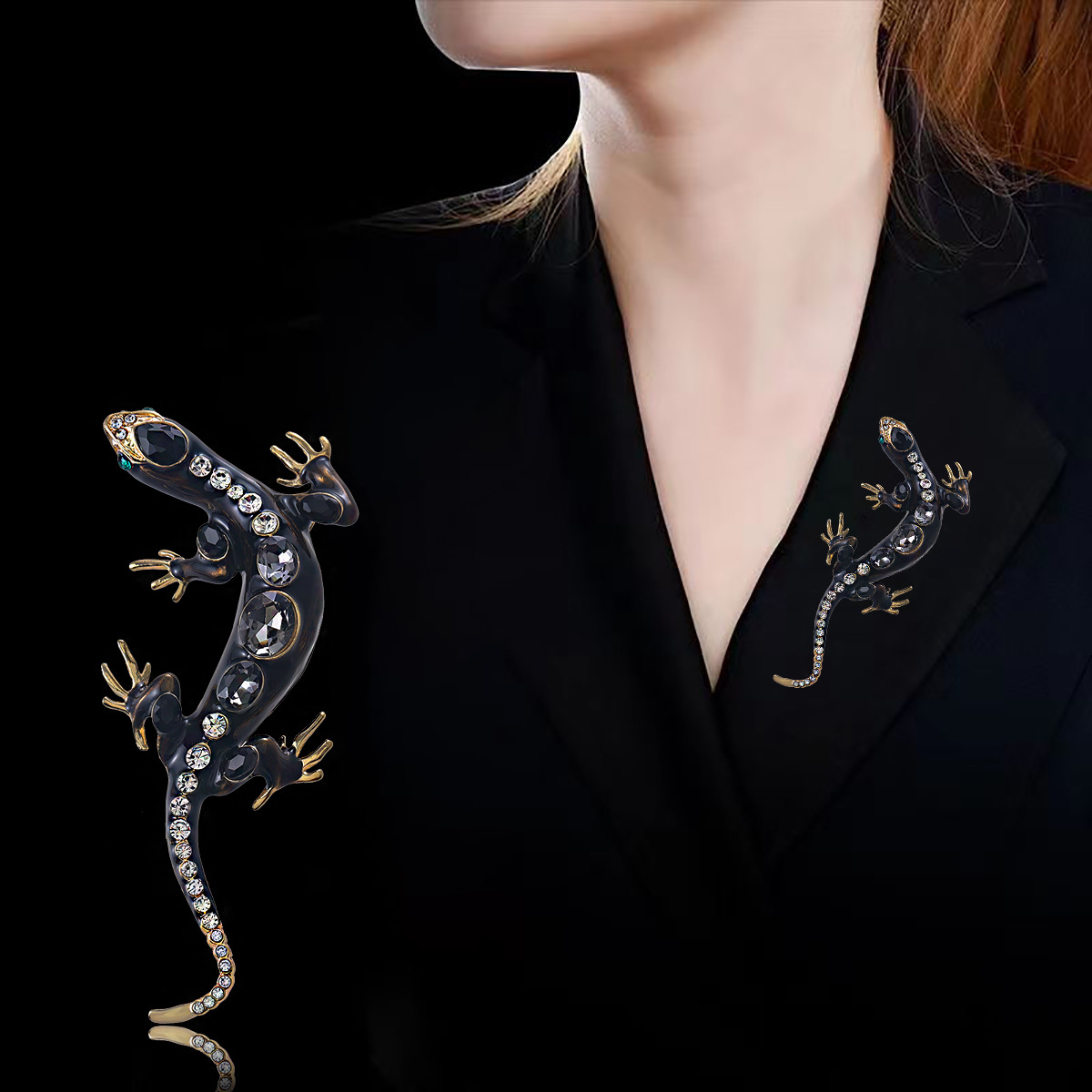 Vintage Lizard Lapel Pin For Men European Style Brooch Accessory_voghion.com