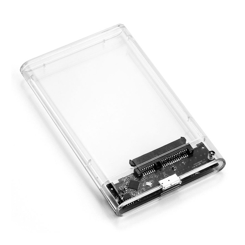 Factory 2.5-inch transparent mobile hard drive caddy SATA serial port solid-state SSD mechanical USB 3.0 push-pull sliding cover rounded edge