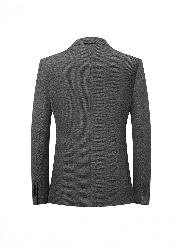 Áo vest nam công sở dáng ôm, pha len lông cừu, dày dặn, chống nhăn, cổ bẻ phẳng — màu xám