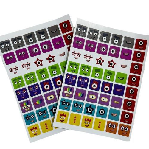 2cm Emoji Stickers Compatible with Numberblocks Interlocking Square Blocks – Non-Adhesive Stickers