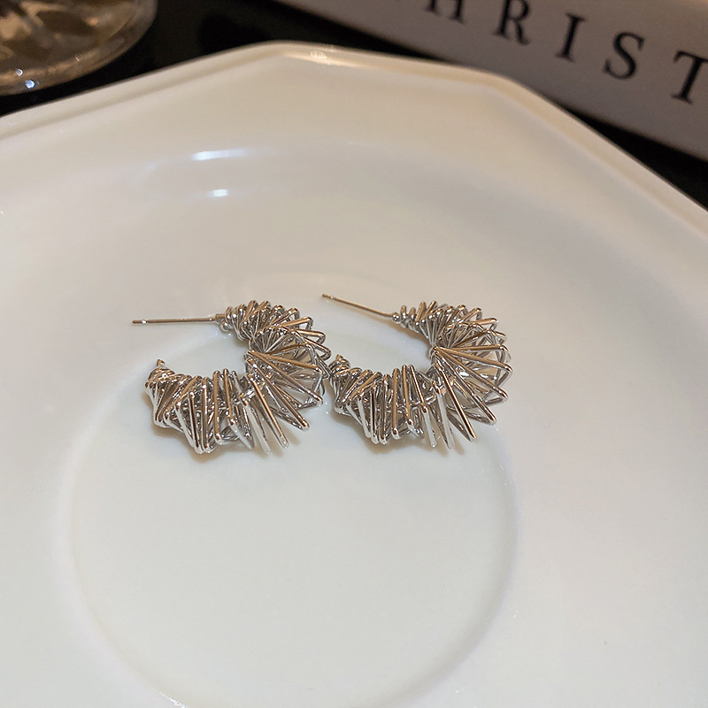 Aguja de plata diamantes geométricos aretes de perlas redondos ligeros de lujo de alta calidad pernos de orejas de estilo francés temperamento femenino orejas de nicho mayorista image 26