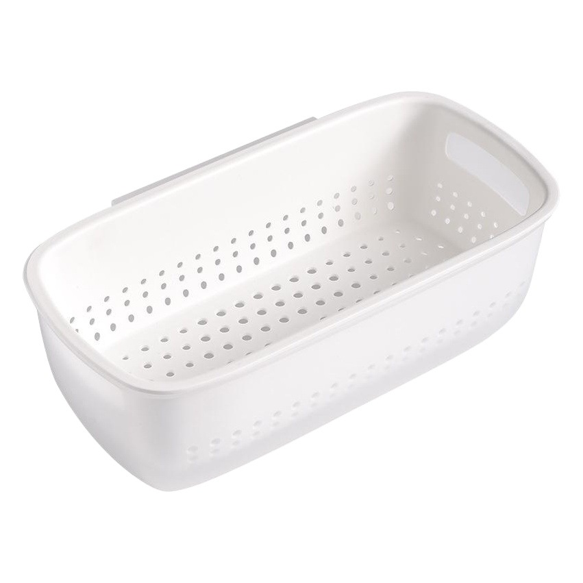 Cesta de drenaje multifuncional de plástico cuadrado de doble capa de cocina de frutas y verduras cesta de embalaje contraste color espesado almacenamiento colgante