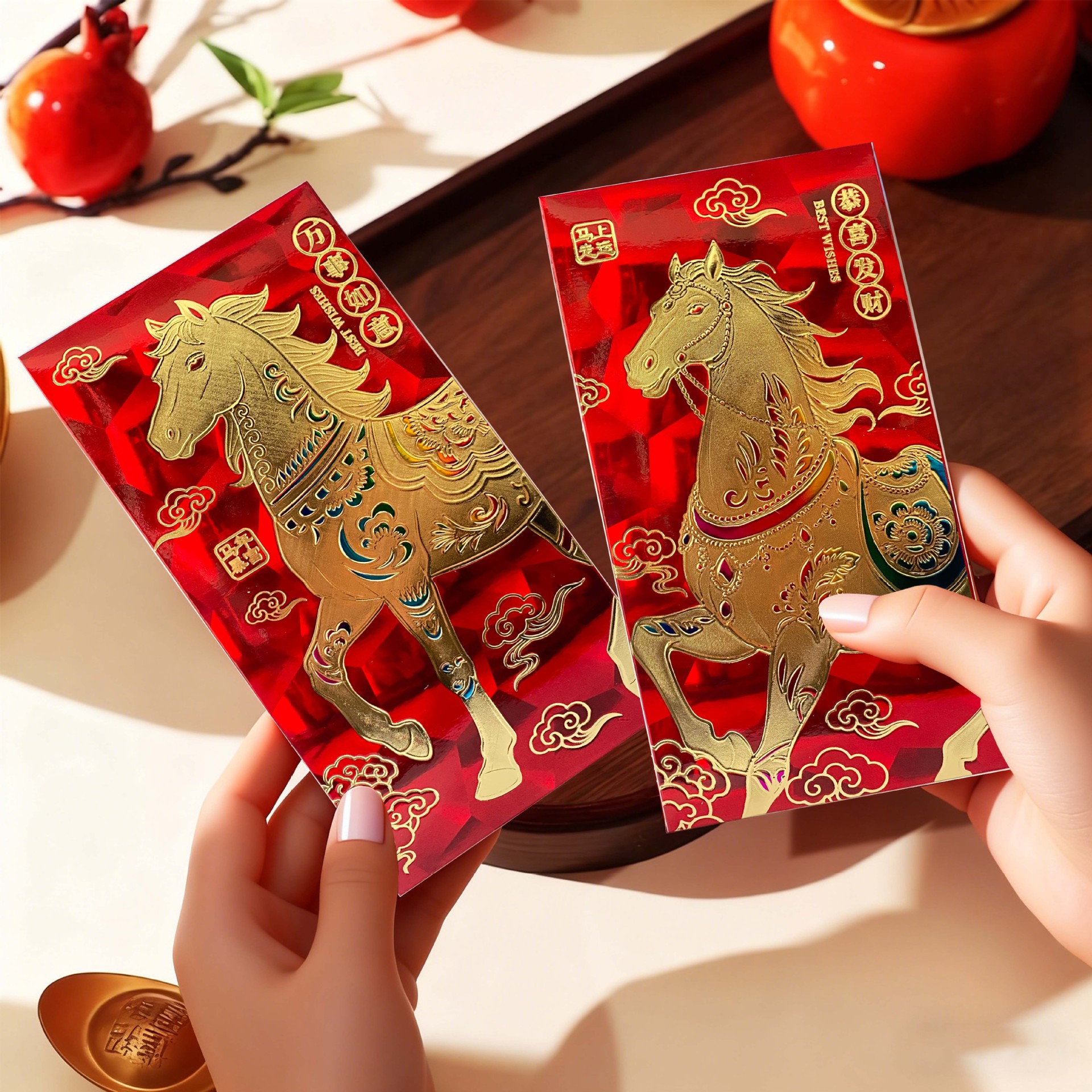El sobre rojo del año del caballo 2026 es un nuevo cubo de agua de ojo de gato 3D colorido y creativo de personalidad. image 5