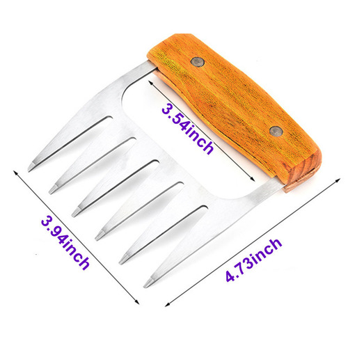 Cross-border wooden handle bear claw meat splitter, stainless steel deli chicken meat tearer, meat loosener, steak and turkey steak
