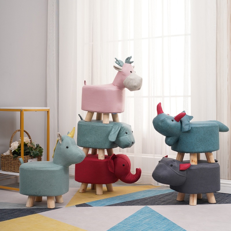 Fábrica directa taburetes para niños taburetes para animales taburetes de madera sólida para cambiar zapatos taburetes creativos pequeños taburetes de casa sala de estar dibujos animados lindos