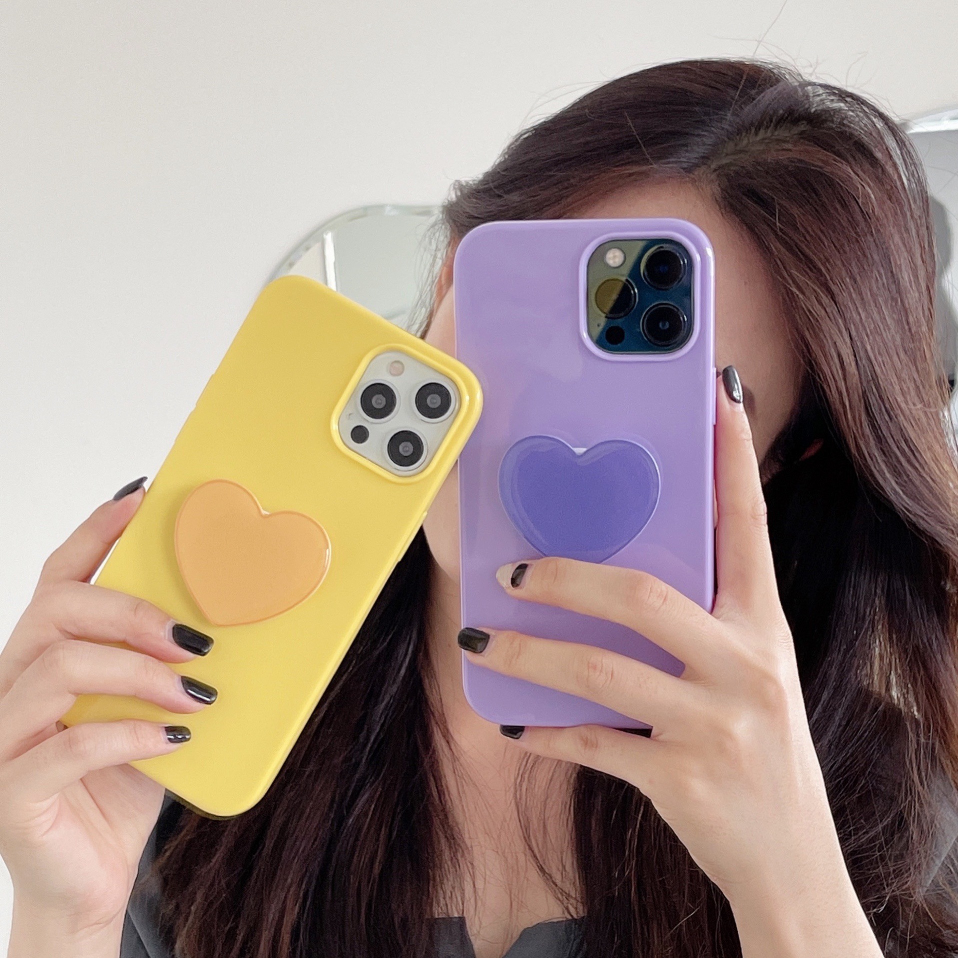 50g Weight Purple, Red, Green, Yellow Color Nihaojewelry Wholesale Accessories Simple Jelly Color Heart Bracket Mobile Phone Case 1