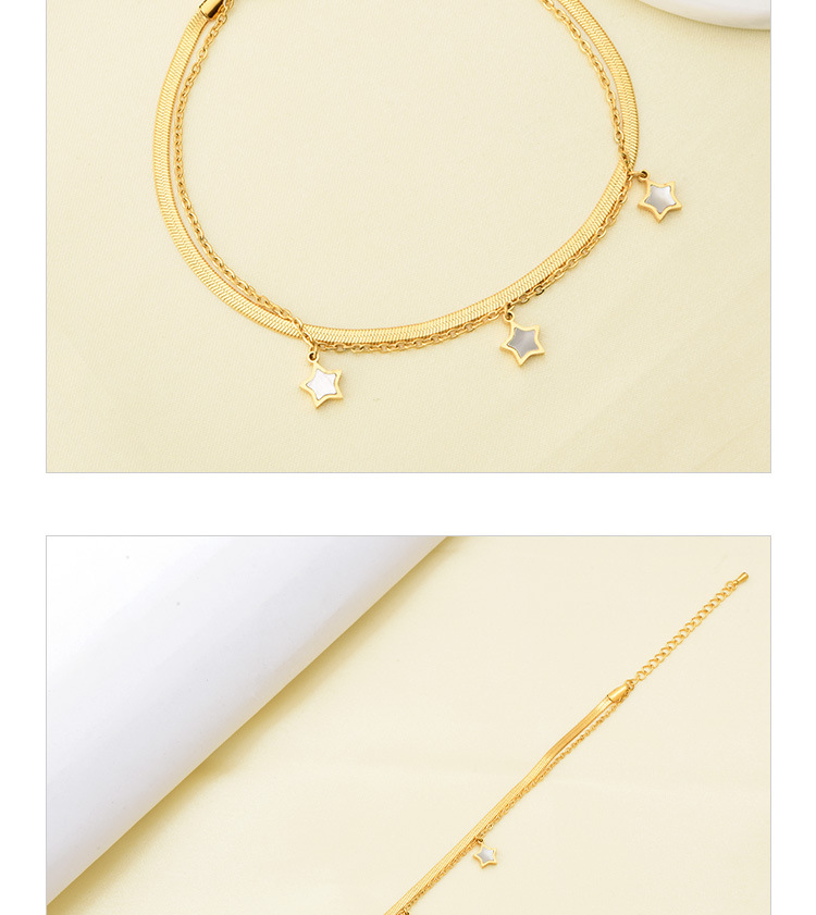 Fashion Star Titanium Steel Inlay Shell Womenu0027S Anklet