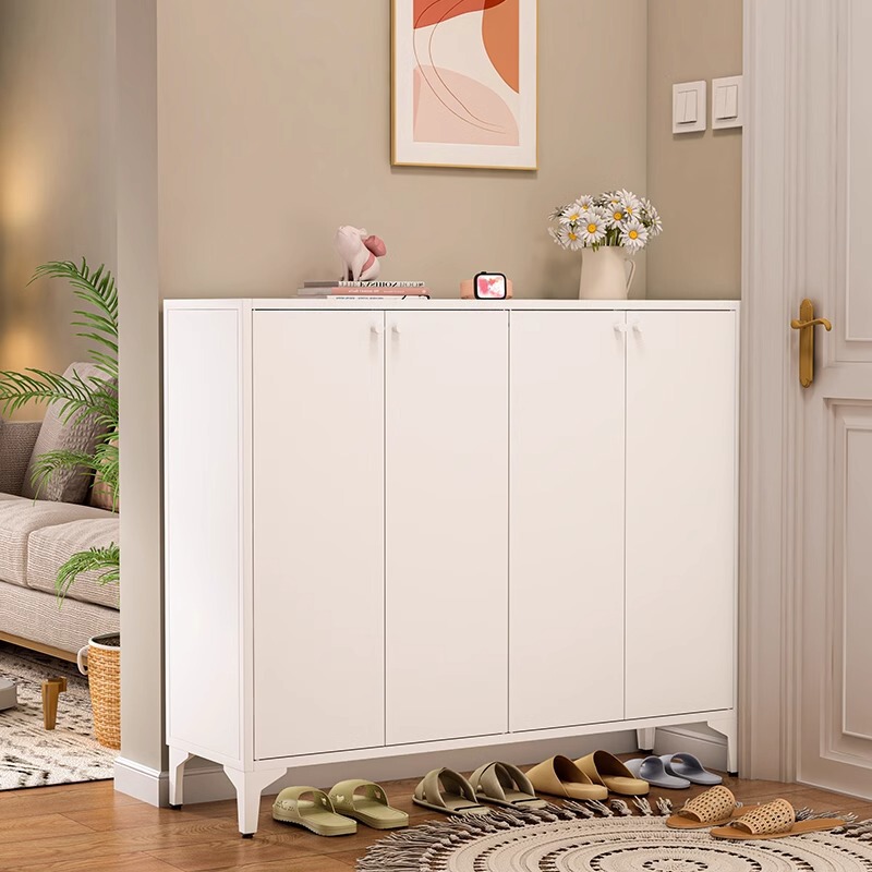 Household steel shoe cabinet storage cabinet entrance shoe rack modern simple large capacity indoor and outdoor locker with door