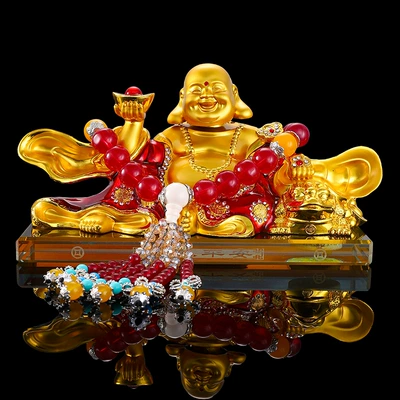 perfume seat decorations large | Car ornaments - crystal-bottom-20128cm900-grams-painted-maitreya-red-beads