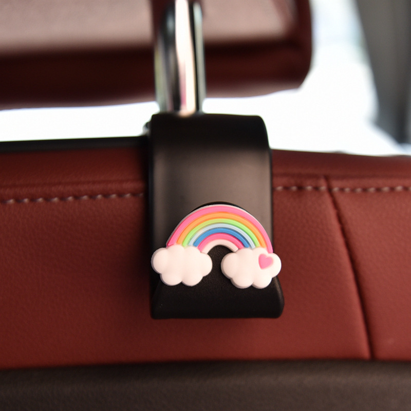 Gancho para automóvil, respaldo del asiento del automóvil, suministros para automóvil, dibujos animados, lindo conejo, asiento trasero, gancho pequeño, plástico