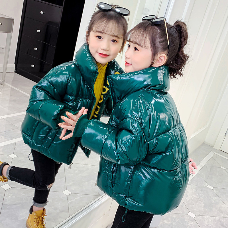 女童棉服洋气冬装儿童棉衣外套小女孩棉袄中大童冬季短款亮面包服