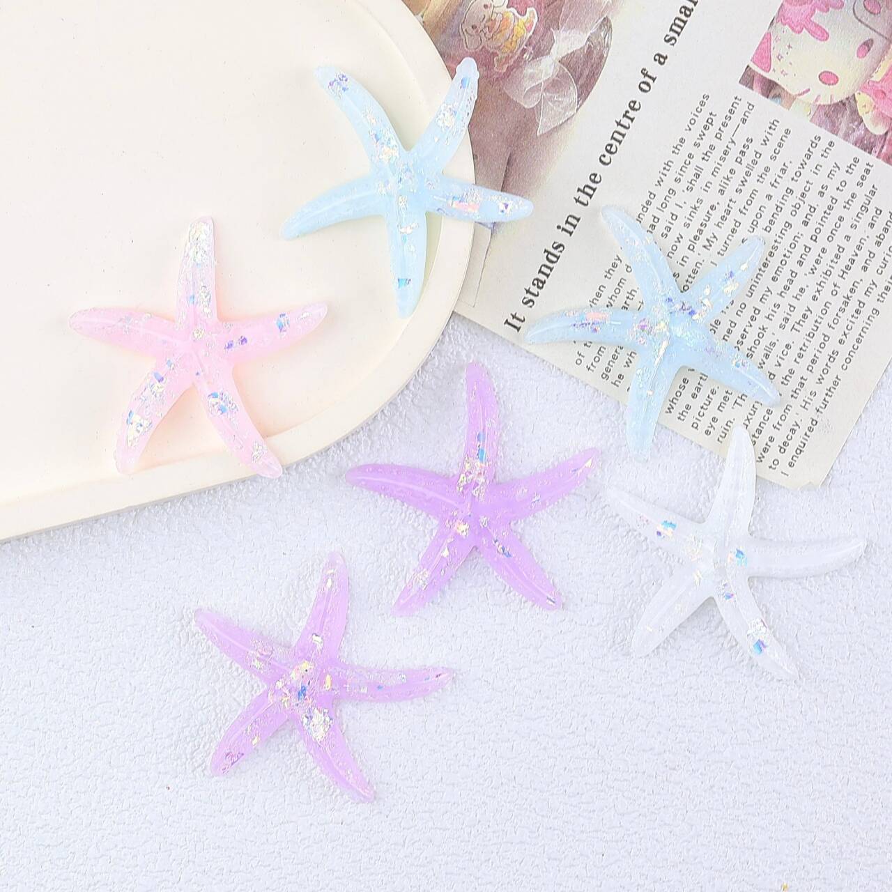 Starfish DIY Resin Accessories DIY Oil Dripping Mobile Phone Case Material Creative Kidsren's Hand and Foot Print Mud Handmade Material