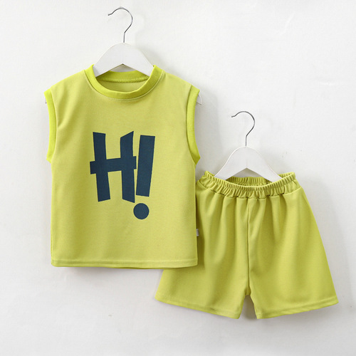 Children's vest suit summer new boys' sleeveless suit Korean style breathable summer clothing children's clothing wholesale two-piece set