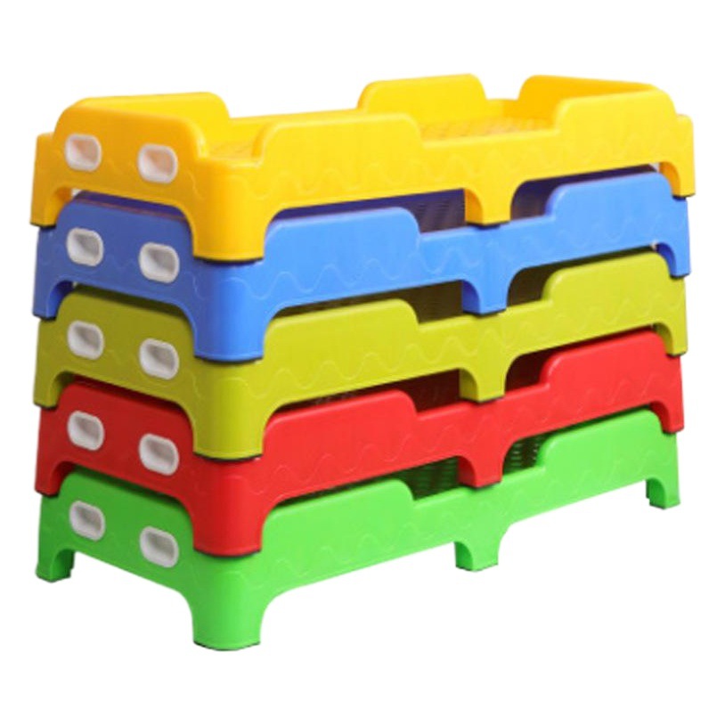 Kindergarten Children's Bed Children's Bed Wholesale Thickened Plastic Bed Folding Full Splice Bed Kindergarten Small Bed Injection Molded Bed