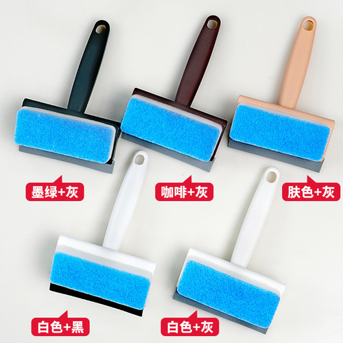 Window Cleaning Brush Bathroom Shower Glass Scraper Water Wiper Household Replaceable Scrub Two-in-One Glass Cleaning Brush
