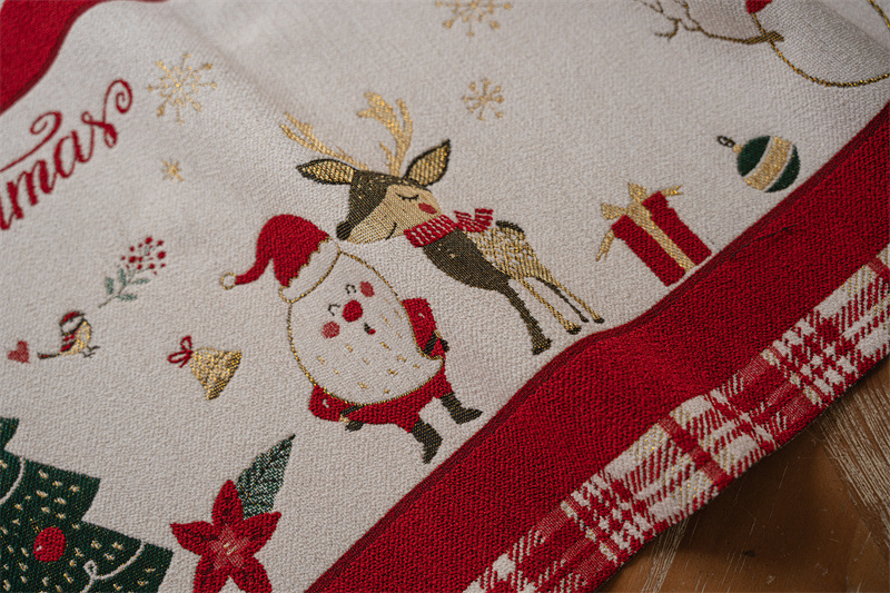 Christmas decoration arrangement polyester tassel table runner yarn-dyed jacquard snowman Christmas tree Christmas tablecloth_voghion.com