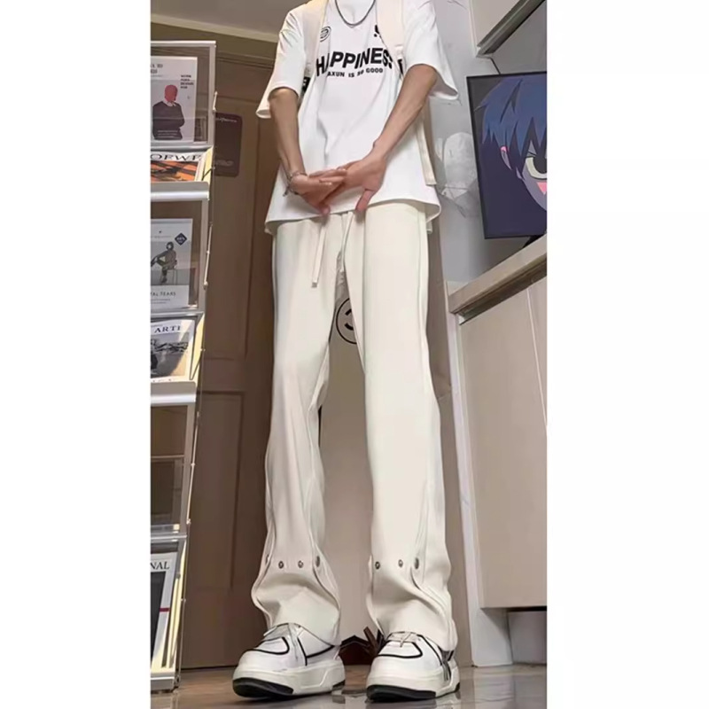 Ice Silk Buckle Casual Pants Men's Summer Thin Micro-Laxi Pants American-style High Street hiphop Yuppi Handsome Long Pants Ice Silk Buckle Casual Pants Men's Summer Thin Micro-Laxi Pants American-style High Street hiphop Yuppi Handsome Long Pants