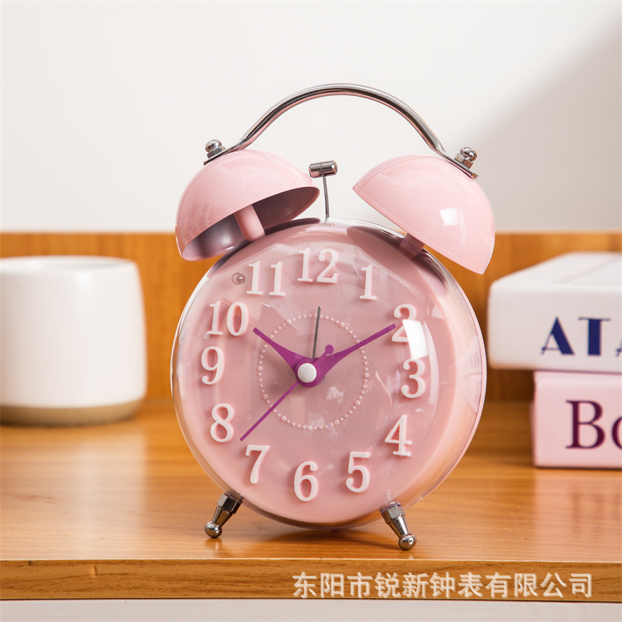 Amazon nuevo reloj de 4 pulgadas marca esférica estereoscópica luces nocturnas súper silenciosas estudiantes niños reloj de escritorio