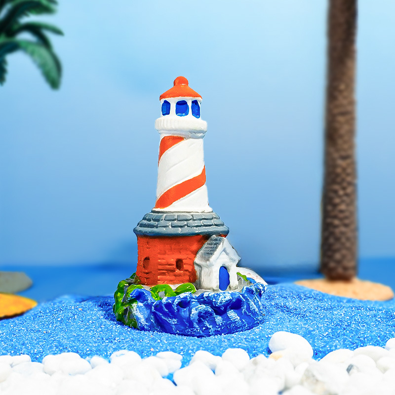 Guía de PVC faro paisaje decoración micro estilo mediterráneo pecera Marina pequeña escena artesanía creativa