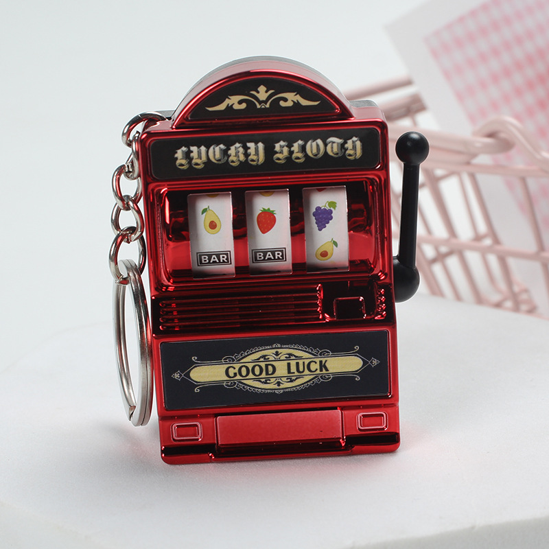 Mini máquina de frutas, llavero, colgante, juego de transferencia, máquina de tirón de tigre, accesorios pequeños, colgante de máquina de garras