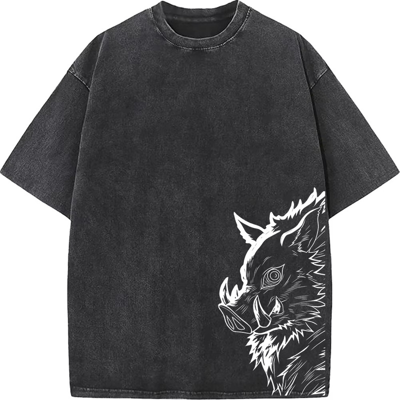 Hashibira Inosuke Japanese Comic Demon Slayer T-Shirt Retro Washed Oversized Men's and Women's Clothing Cotton Hashibira Inosuke Japanese Comic Demon Slayer T-Shirt Retro Washed Oversized Men's and Women's Clothing Cotton