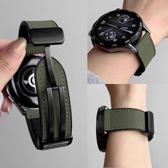 适用于华为GT4/5疯马纹皮表带watch4手表GT3pro贴皮硅胶新款腕带