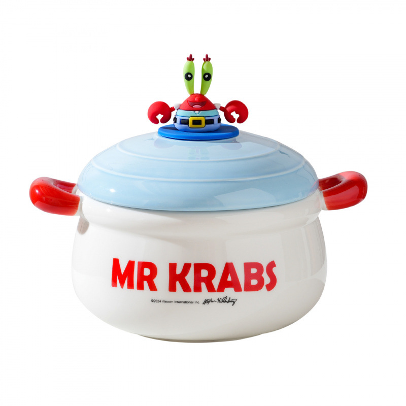 Bob Esponja bols de cerámica bols de espuma de dibujos animados de gran capacidad doble orejas muñeca cubierta cangrejo jefe bols de cerámica