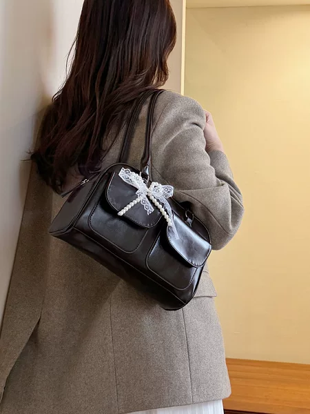 High-End Niche Textured Shiny Bag 2026 Autumn and Winter Fashion Tote Bag Retro Versatile Shoulder Handbag for Women