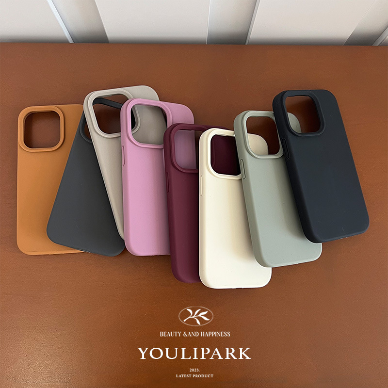 yuli park ins sense simple solid color liquid silicone applicable to apple 15promax phone case iphon16