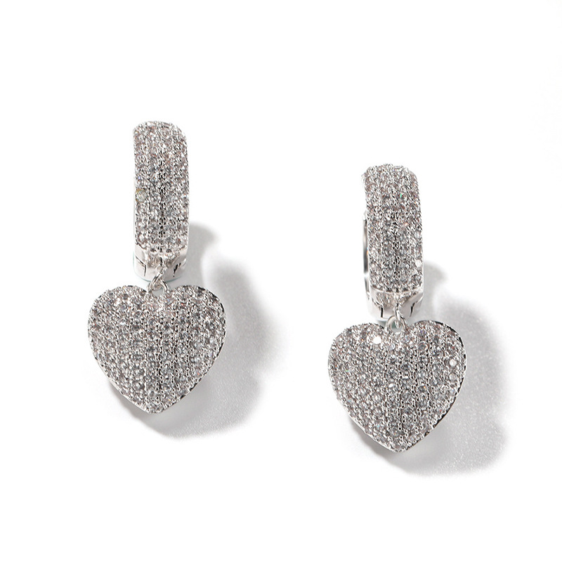 Zircon Inlay Material Peach Heart Shape Copper Elegant Sweet Drop Earrings Earrings