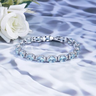 New European and American Micro-Encrusted Diamond Aquamarine Ring Galaxy Princess Lace Bracelet Colorful Treasure Trend