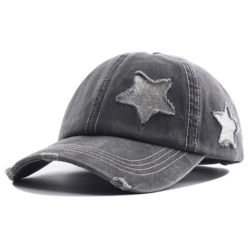 Summer Sun Hat for Girls, New Pure Color Duckbill Hat, Korean Ins Soft Top, Foreign Trade Washed Distressed Baseball Cap