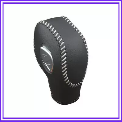 gear shift cover, genuine leather – Sürətlər qutusu və əl tormozu başlıqları - 15-19-ford-escort-black-leather-with-silver-gray-stitching-genuine-leather