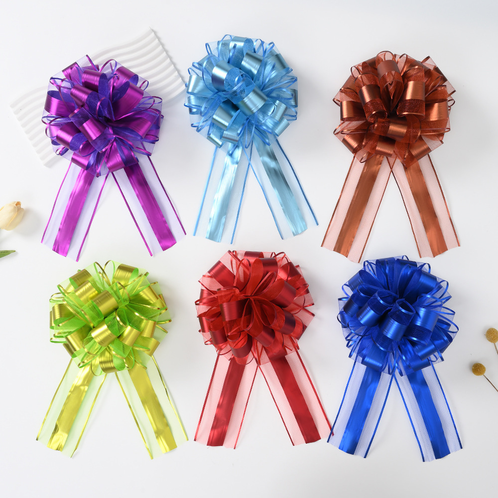 Nuevo 70 nieve mate ajustable bola de flores de Navidad embalaje de regalos de color esférico de color metálico dibujo cinta 7 pulgadas