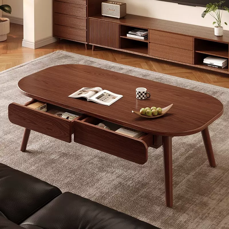 茶几客厅家用轻奢中古风简易沙发茶几客厅矮桌子简约实木客厅茶几