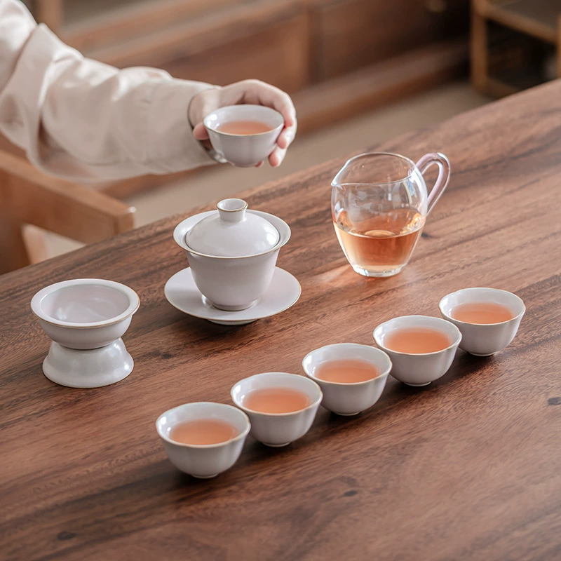 云隐造物 Fuchsia glass tea set, gift box