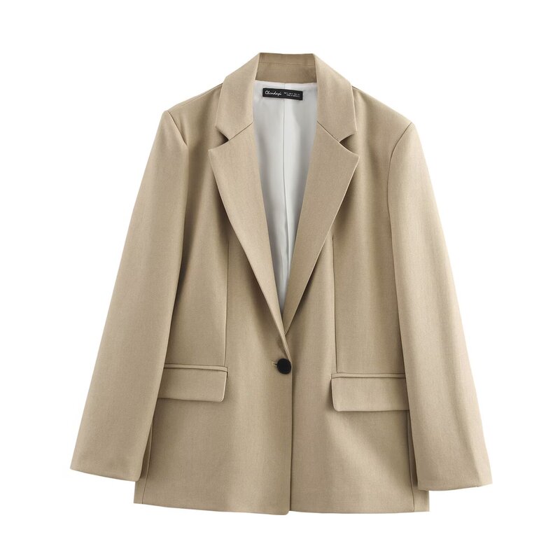 ZR Women's Wear European and American Style 2025 Spring New Commuter Style Fashion Straight Laps Suit Jacket with Shoulder Pad